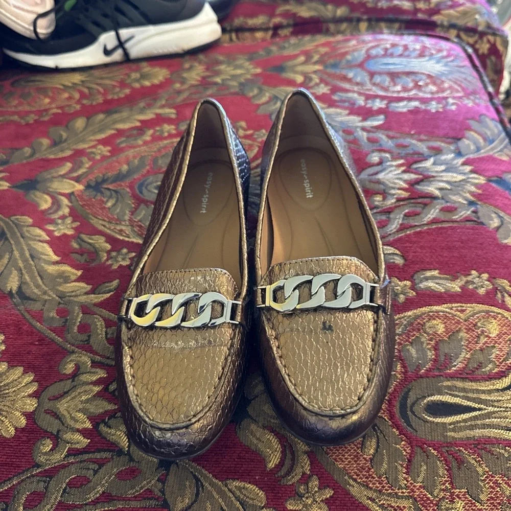 Easy Spirit Womens Antiria Brown Leather Loafer Size 5.5